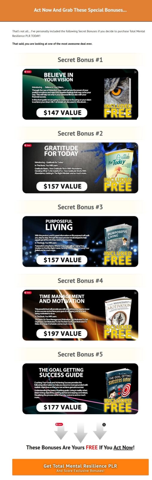 After making your purchase of TOTAL MENTAL RESILIENCE, the bonuses will be instantly available in your Customer Portal. It is that simple! Just be doubly sure that you purchase through my recommendation link to qualify for this bonus bundle.