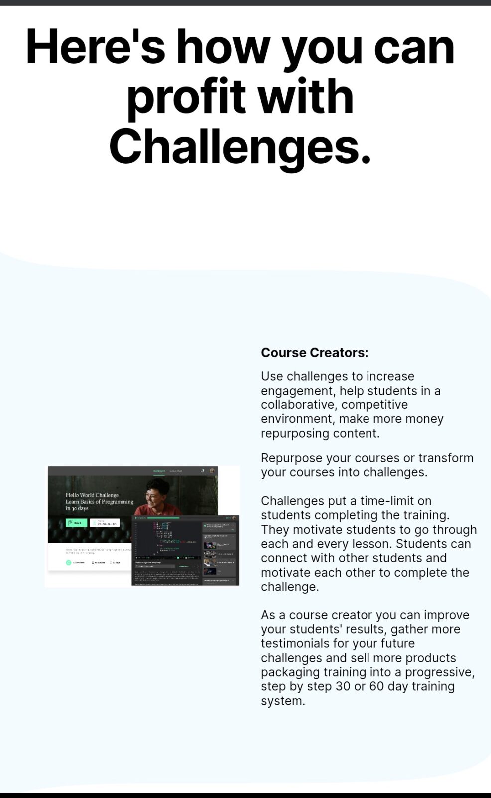 Screenshot 20210518 122022 Challenges App: A software for creating Bootcamps, Marathons and Challenges online. Sell access to your challenge and get paid, give challenges away for free and skyrocket your leads. #DigitalMarker #Salesforce