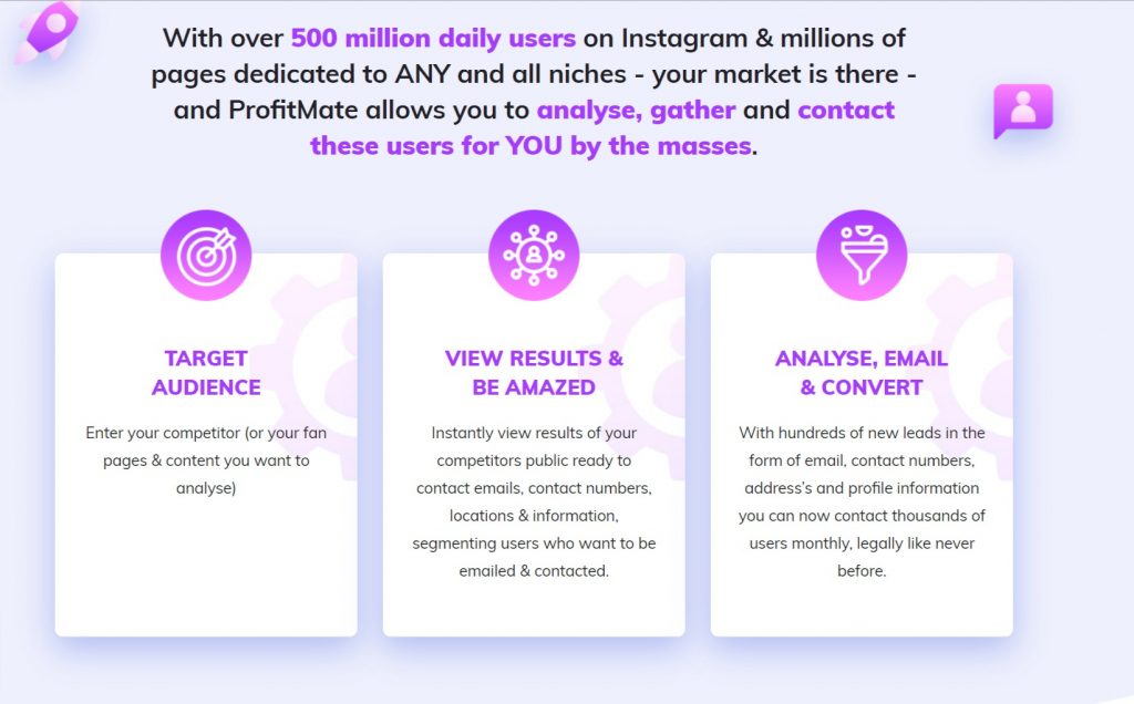 Profile Mate 1 ProfileMate: Instagram analytic and growth tool enabling YOU to get thousands of emails, insights on competitors fans ethically. What you need to DOMINATE ANY BUSINESS NICHE in seconds and win. #digitalmarketer #instagrammarketing #DigitalMarketing