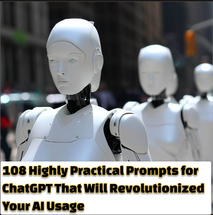 108 Highly Practical Prompts for ChatGPT That Will Revolutionized Your AI Usage 108 Highly Practical Prompts for ChatGPT That Will Revolutionized Your AI Usage
