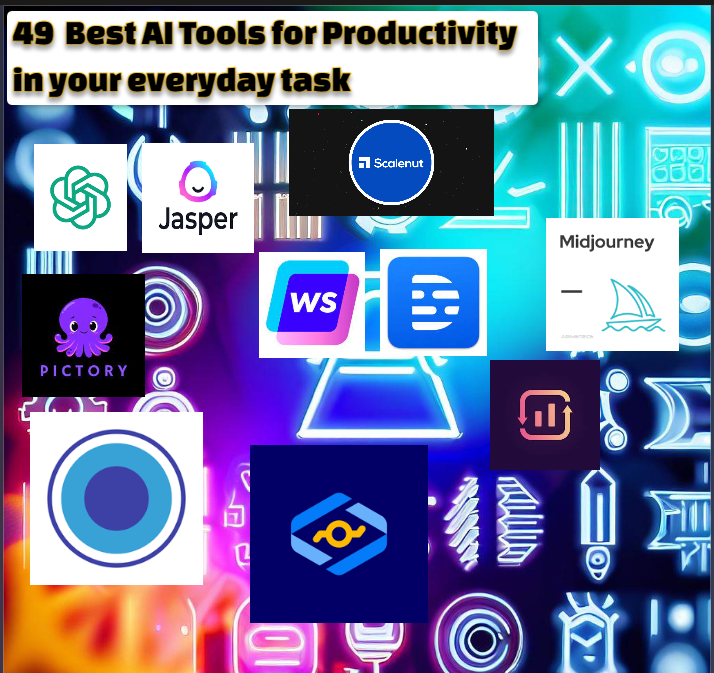 generate 20 AI tools icons in aphoto Image Creator from Microsoft Bing 49  Best AI Tools for Productivity in your everyday task