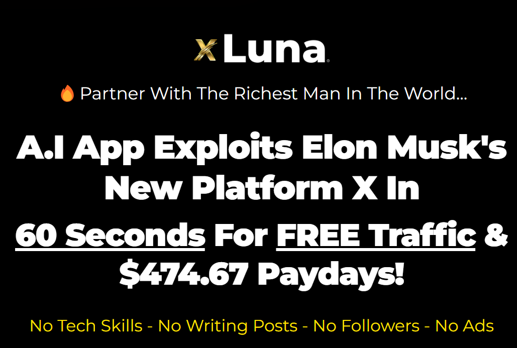 Luna App Luna Review: leverages the power of artificial intelligence to help users generate free traffic, leads, and sales from X (formerly Twitter).