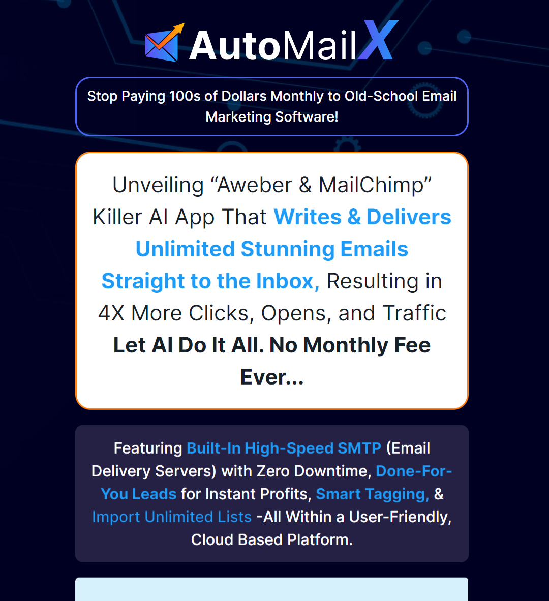 AutomailX Special AutoMailX Ai - Unveiling “Aweber and MailChimp” KilIer AI App That Writes and Delivers Unlimited Stunning Emails Straight to the Inbox, Resulting in 4X More Clicks, Opens, and Traffic.