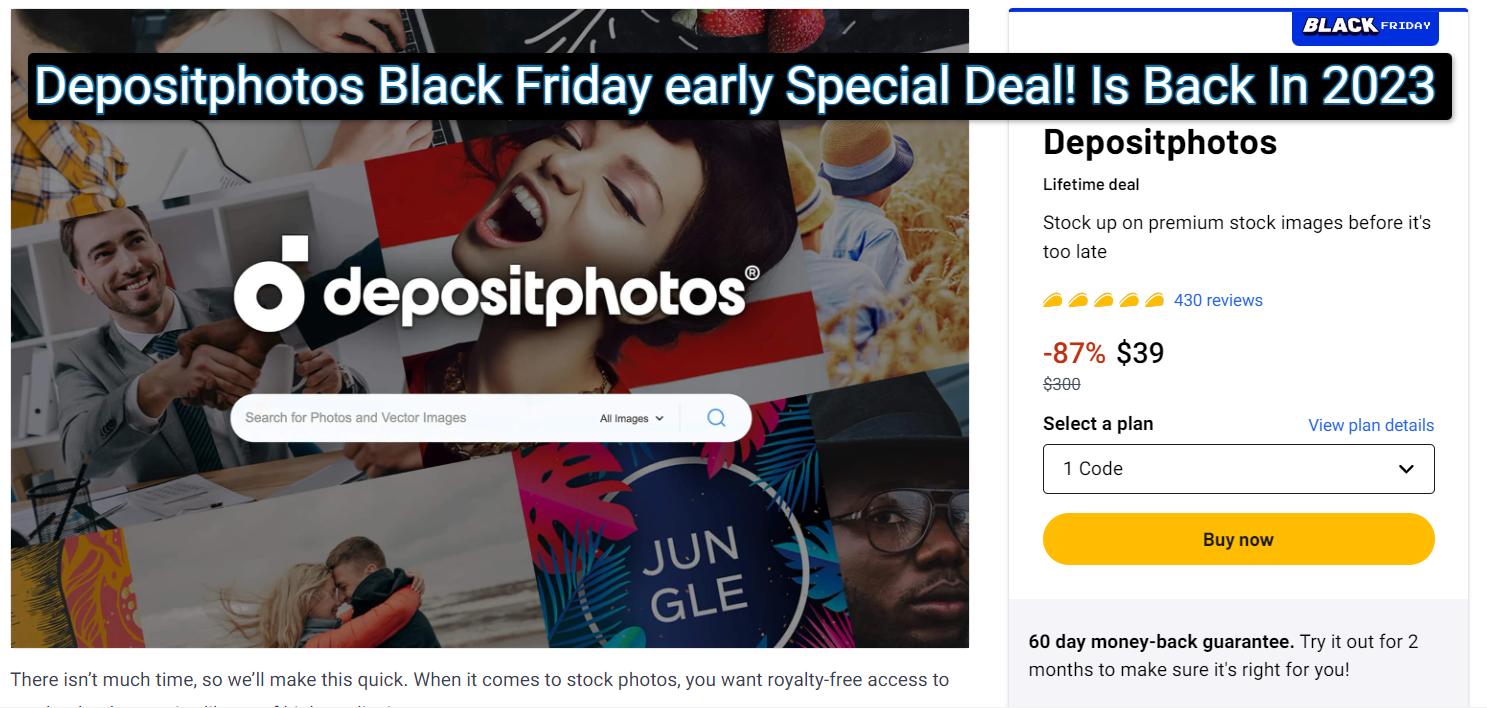 Depositphotos Access high quality stock photos AppSumo Depositphotos Black Friday early Special Deal! Is Back In 2023. one-of-a-kind library with over 195 million high-quality and royalty-free stock photos and vector images