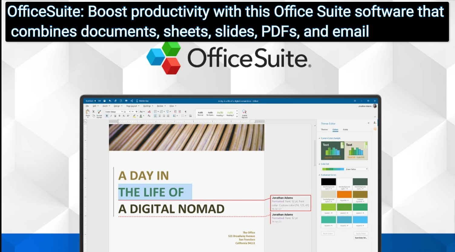 OfficeSuite Boost productivity with this Office Suite software that combines documents sheets slides PDFs and email Enhance your productivity with OfficeSuite Free Version. Mix documents, spreadsheets, slides, PDFs, and email together in OfficeSuite for better productivity.