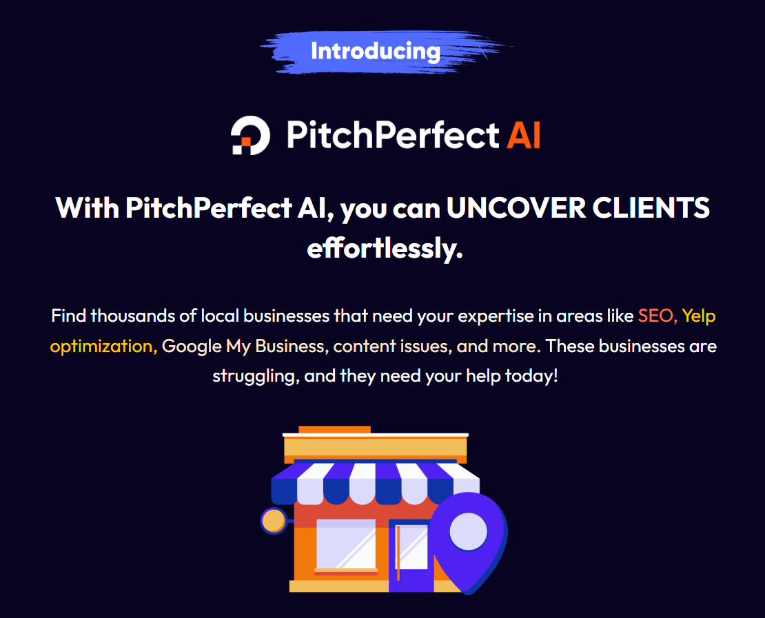 PitchPerfect AI JV Page 1 PitchPerfect AI: An AI APP That Finds Local Business Owners Who Need Help and Sells Your Services To Them For You! - A Comprehensive PitchPerfect AI Review