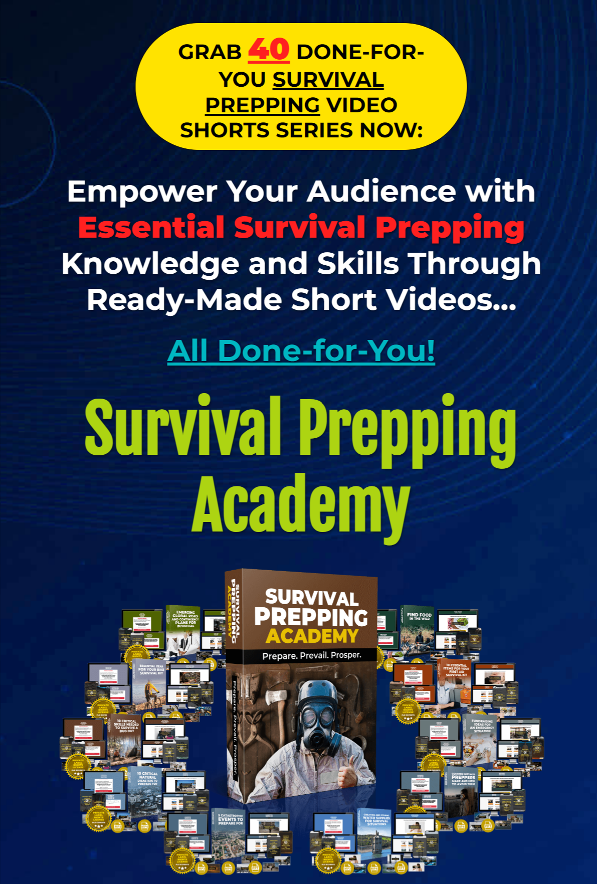 Survival Prepping Academy PLR Survival & Preppers Videos Review - Essential Survival Prepping Knowledge and Skills Through Ready-Made Short Videos. [A PLR]
