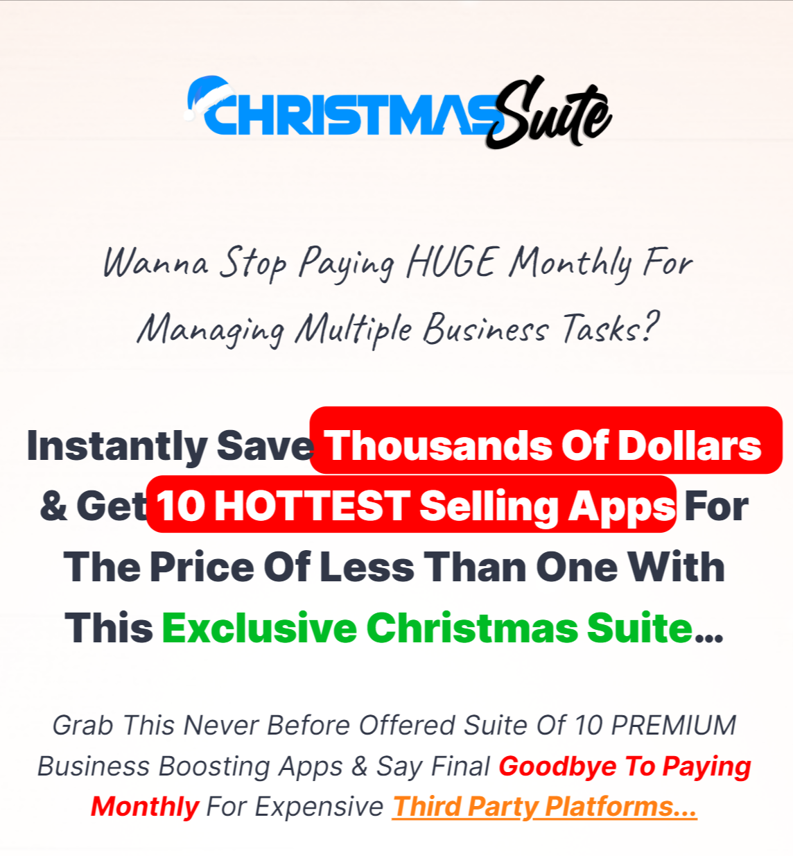 2023 Christmas Suite Introduction to 2023 Christmas Suite: 10 powerful apps to help online entrepreneurs and marketers grow their businesses in one suite