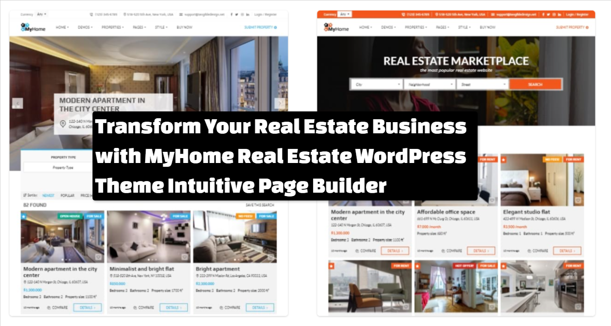 MyHome Real Estate WordPress Preview ThemeForest Transform Your Real Estate Business with MyHome Real Estate WordPress Theme Intuitive Page Builder