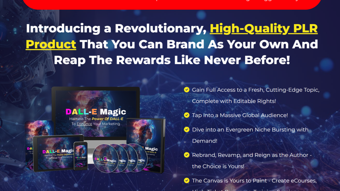 DALL E Magic DALL-E Magic - PLR review: Harness The Power Of DALL-E To Enhance Your Marketing. A High-Quality PLR Product That You Can Brand As Your Own And Reap The Rewards Like Never Before!