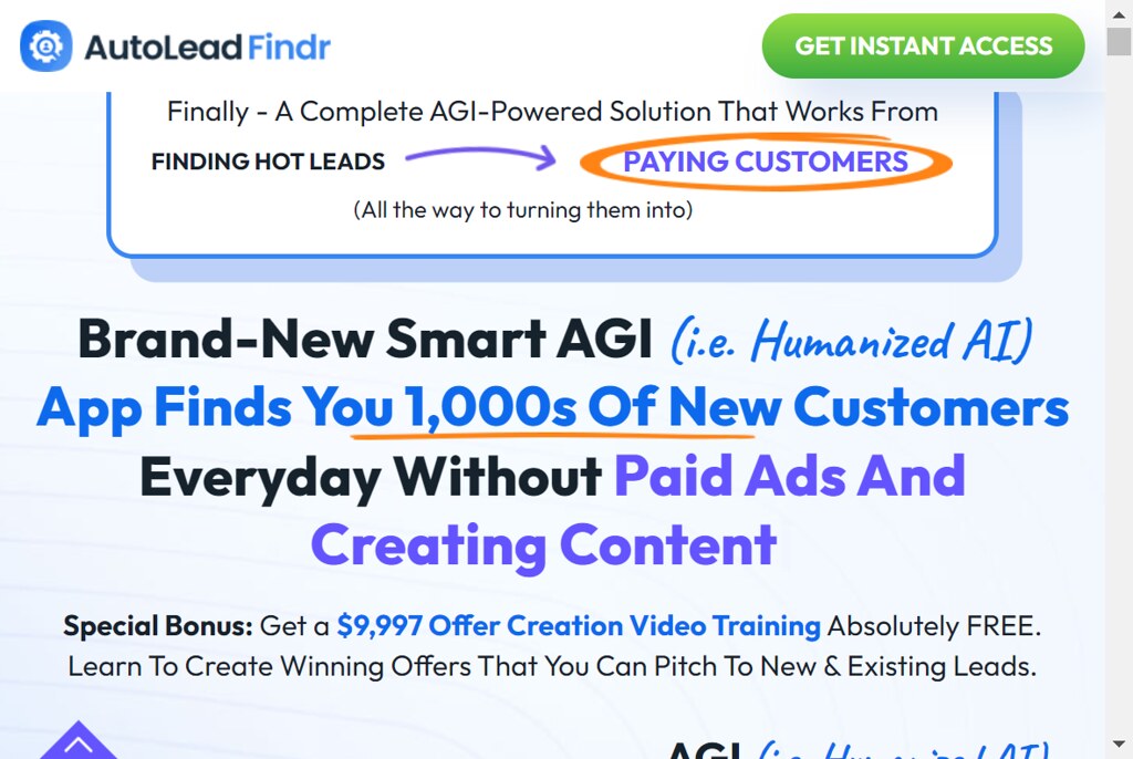 53920570843 75142d7dec b AutoLeadFindr review: Brand-New Smart AGI (Humanized AI)‍ App Finds You 1,000s Of New Customers Everyday Without Social Media Marketing And R|eferrals, Without Paid Ads And Creating content and Without Cold Calling And Showing Your Face On Cameral. Also included is Special Bonus - Get a $9,997 Offer Creation Video Training Absolutely FREE.