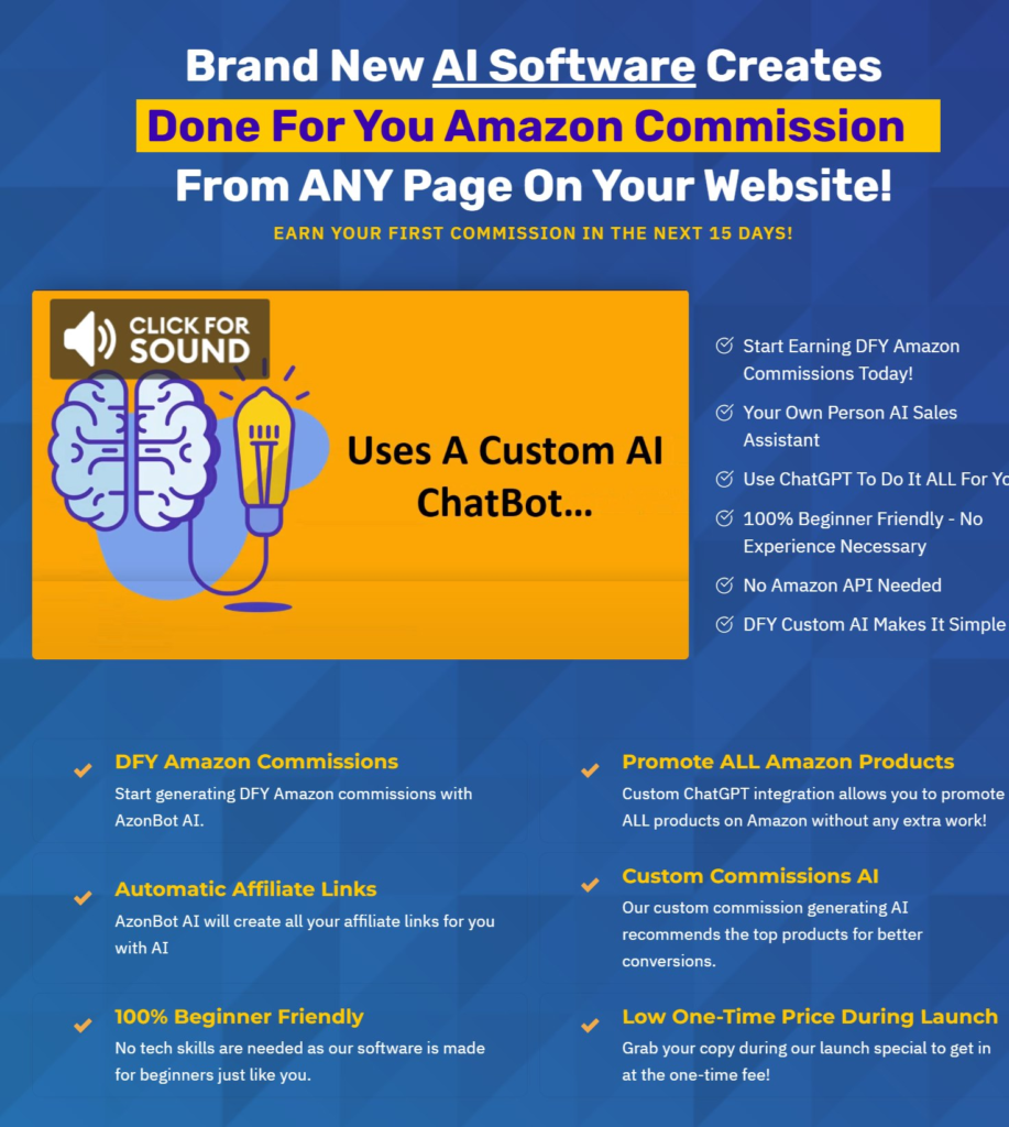 AzonBot AI Review: Brand New AI Software Creates Done For You Amazon Commissions From ANY Page On Your Website!