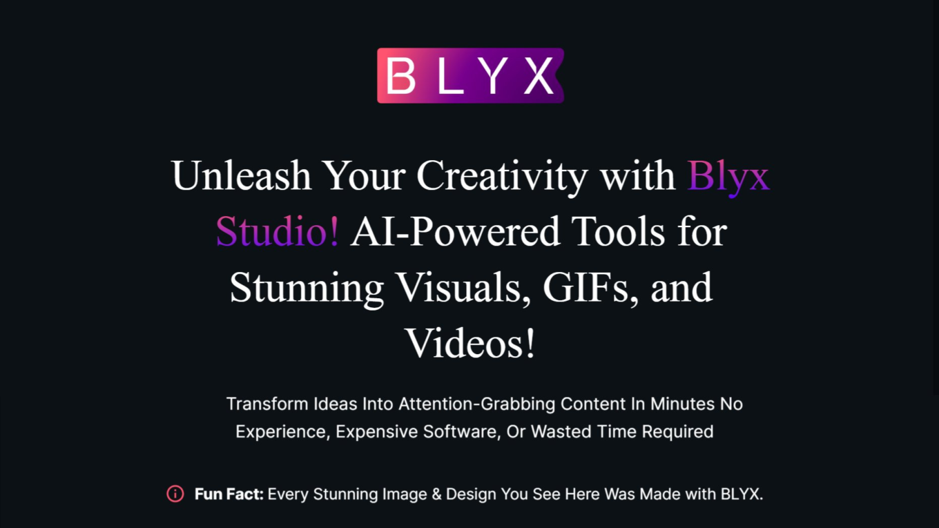 image 103 BLYX Studio Review: A comprehensive visual content creation platform that enables users to effortlessly Create stunning images, GIFs, and videos with AI tools