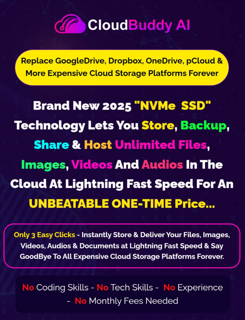 CloudBuddy AI Review: Cloud Storage that allows you to Store, Backup, Share & Host UNLIMITED Files, Images & Videos In The Cloud at an UNBEATABLE ONE-TIME Price