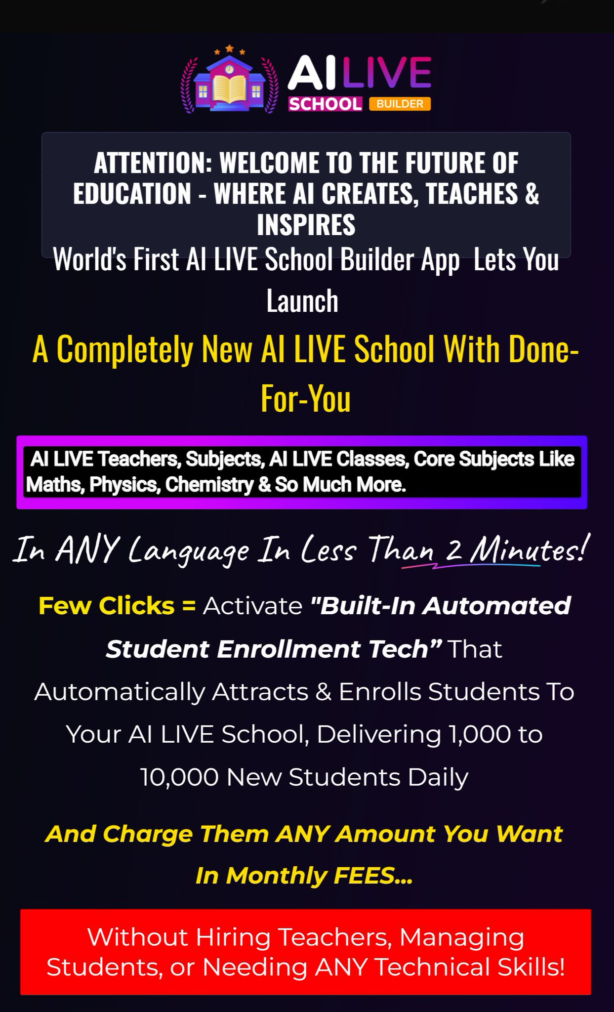 AI Live School Builder Review: Build and Launch Your LIVE School with Pre-Designed AI LIVE Educators, Classes, and Core Subjects including Maths and Science!