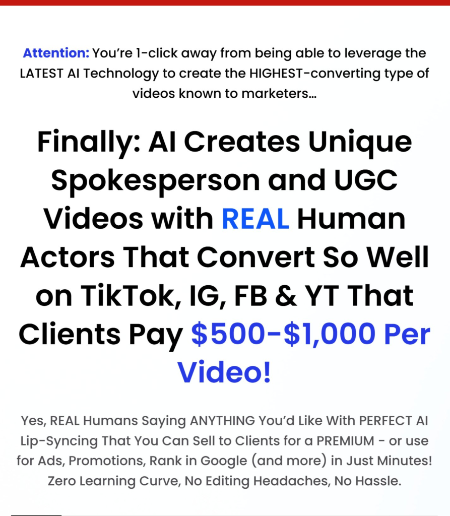 UGC Valet Review: AI Develops Distinct Spokespersons and UGC Videos Featuring REAL Actors That Drive Conversions on TikTok, IG, FB, and YT, Earning Clients $500-$1,000 Per Clip!