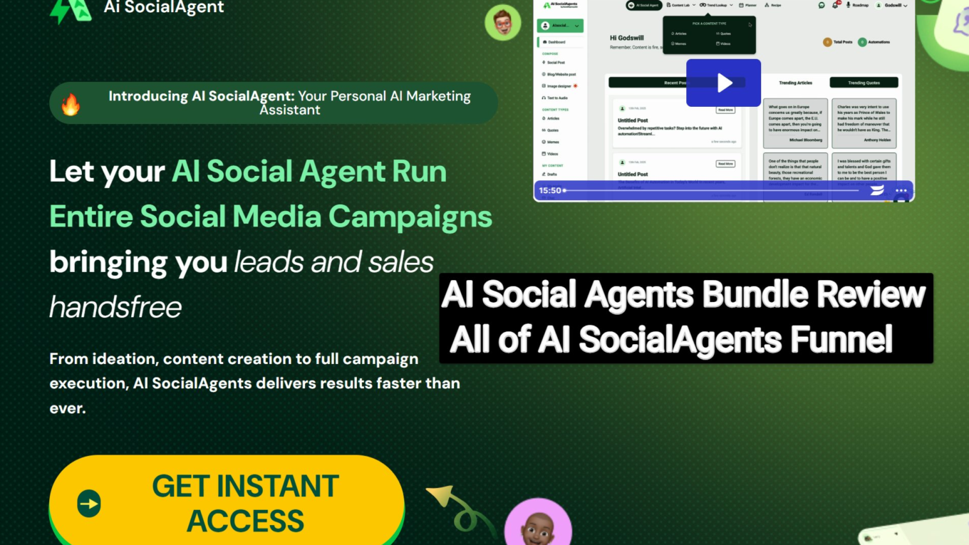 image 48 AI Social Agents Bundle Review – All of AI SocialAgents Funnel: Let your AI Social Agent Run Entire Social Media Campaigns Bringing You Leads and Sales Handsfree