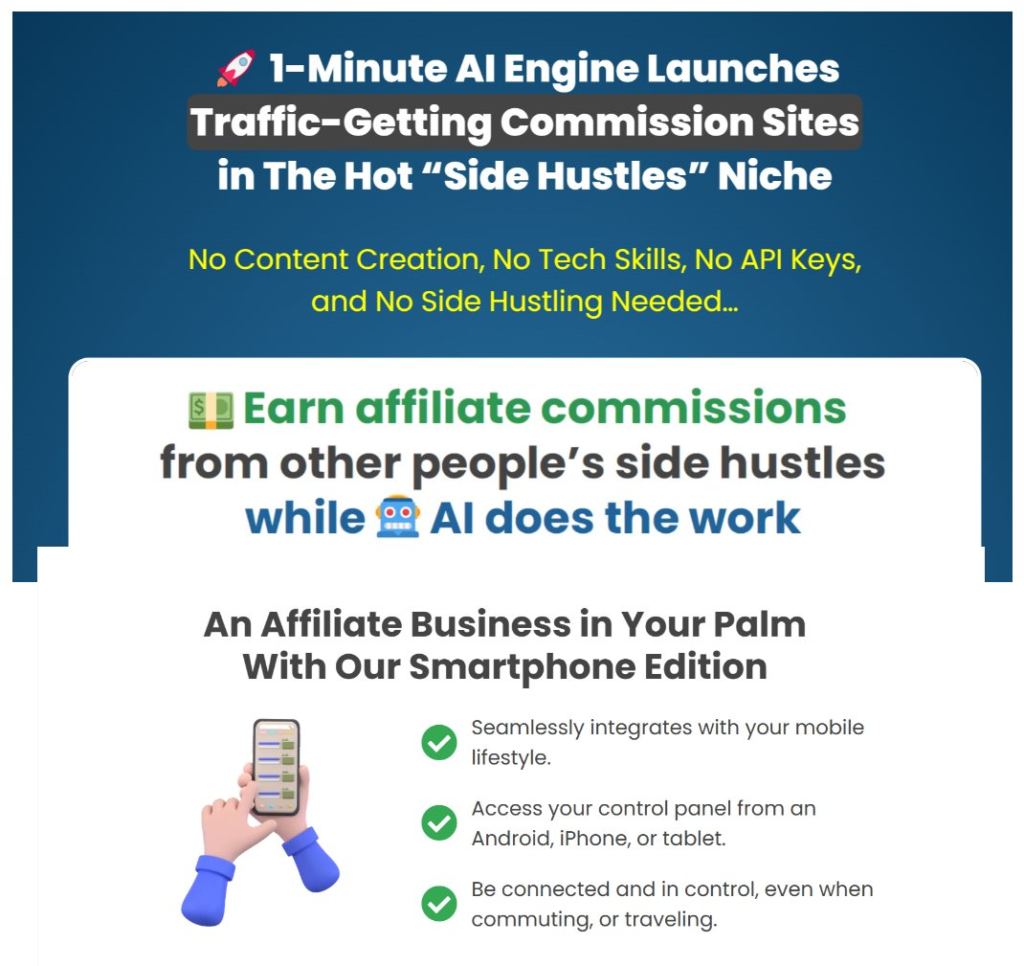 Side Hustle Profit Engine Review: A 60-Second AI Tool that Effortlessly Builds Profit-Generating Commission Sites in the In-Demand "Side Gigs" Market