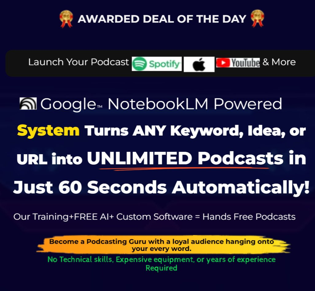 AI Podcast Empire Review: Google NotebookLM Powered System Turns ANY Keyword, Idea, or URL into UNLIMITED Podcasts in Just 60 Seconds Automatically!