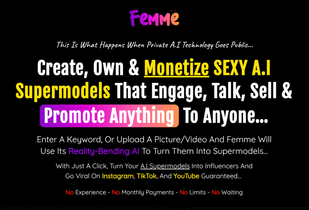 Femme Review: Create and monetize AI-powered supermodels. Say goodbye to expensive influencers and models.