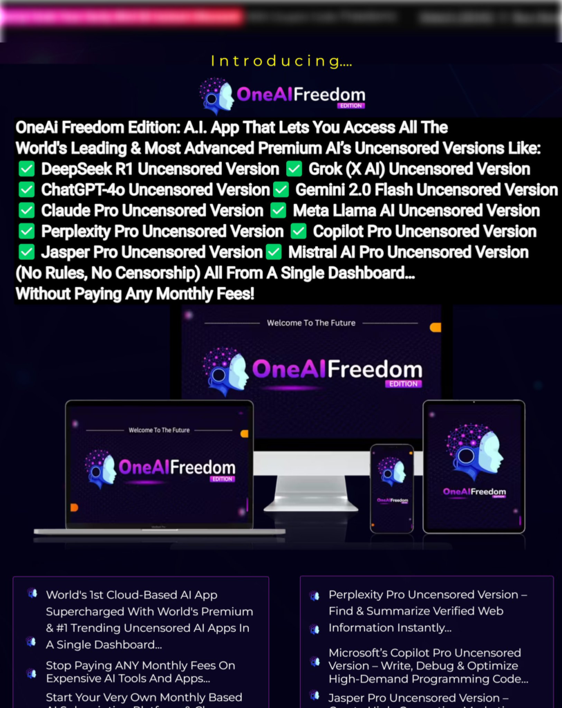 In this review, we take a deep look at OneAi Freedom Edition. This smart A.I. app gives you access to uncensored versions of top A.I. tools. You can create quality content, design stunning images, write compelling copies, and much more from one single dashboard. The best part is you do not have to worry about recurring monthly fees. This review tells you everything about the product.