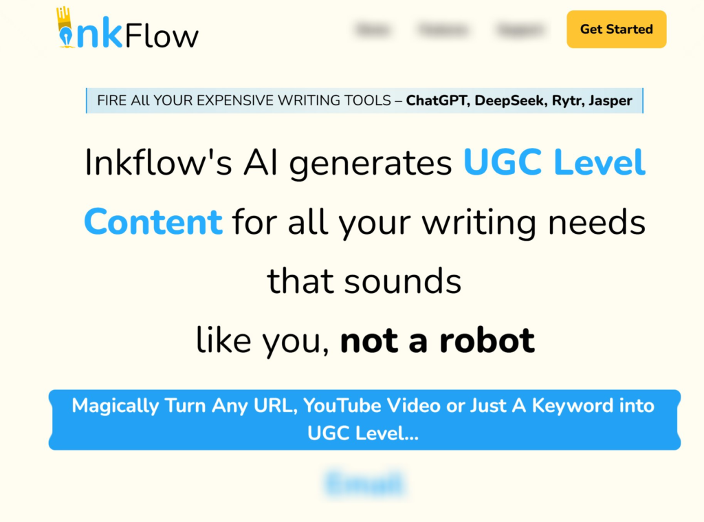 Inkflow Review: An AI that generates UGC Level Content for all your writing needs that sounds like you and not like a robot