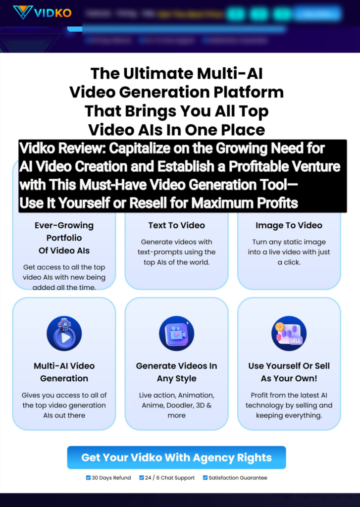 Vidko Review: Capitalize on the Growing Need for AI Video Creation and Establish a Profitable Venture with This Must-Have Video Generation Tool—Use It Yourself or Resell for Maximum Profits