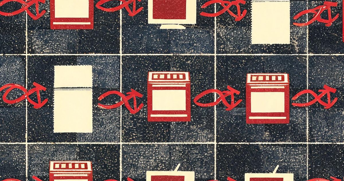 An AI worm spreading across cheap connected devices, drawn as a repeating chain