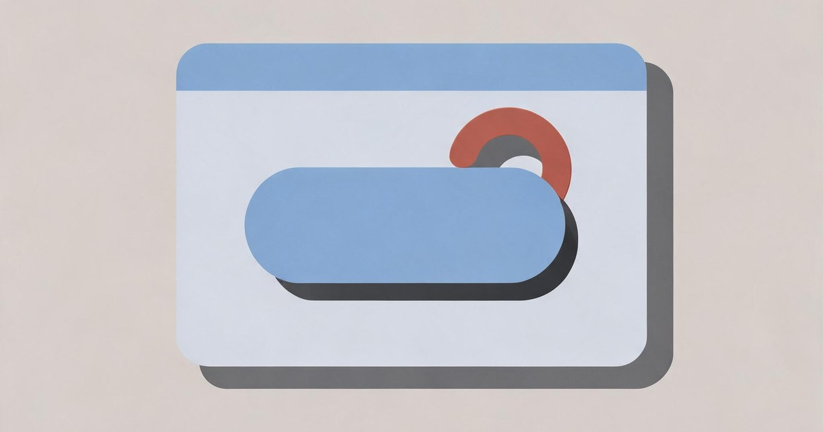 A flat vector illustration of a browser window with a large download button and a small hook shape hidden behind it, representing fake AI tool download pages that deliver malware